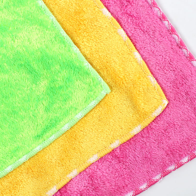 1PK Antibacterial Bright Coral Fleece Dish Towel